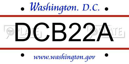 DCB22A District Of Columbia License Plate