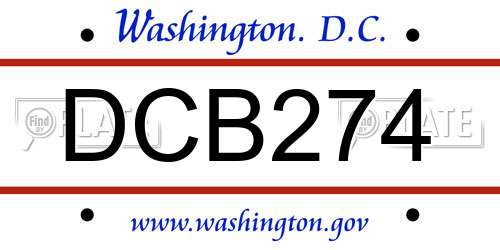 DCB274 District Of Columbia License Plate