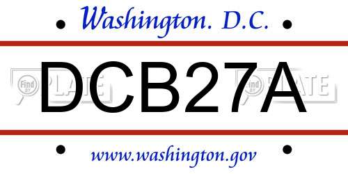 DCB27A District Of Columbia License Plate