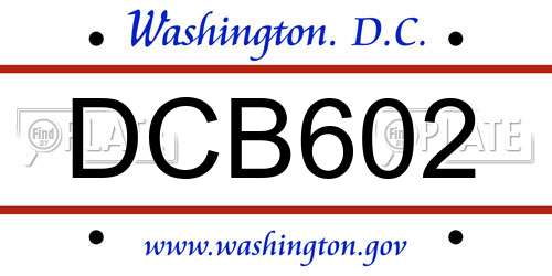 DCB602 District Of Columbia License Plate