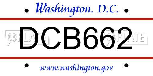 DCB662 District Of Columbia License Plate