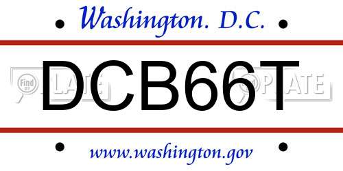DCB66T District Of Columbia License Plate