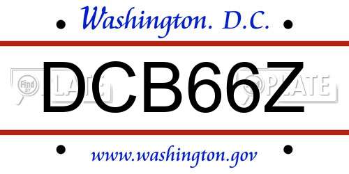 DCB66Z District Of Columbia License Plate