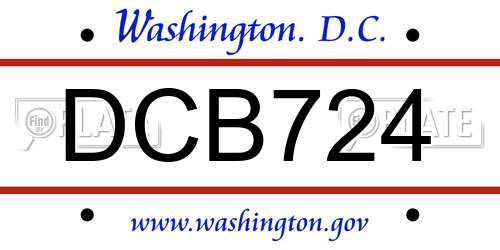 DCB724 District Of Columbia License Plate