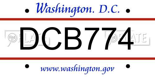 DCB774 District Of Columbia License Plate