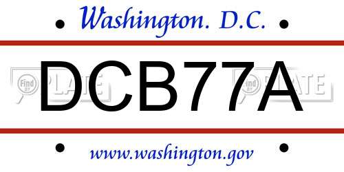 DCB77A District Of Columbia License Plate