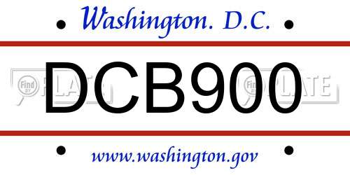 DCB900 District Of Columbia License Plate