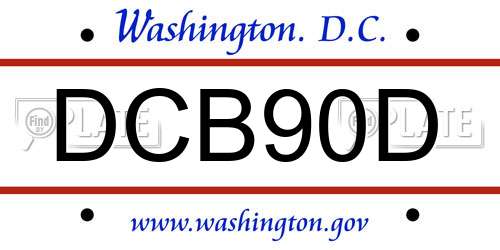 DCB90D District Of Columbia License Plate