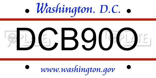 DCB90O District Of Columbia License Plate