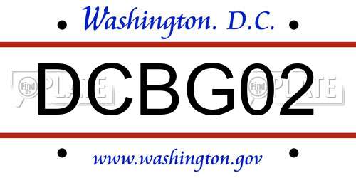 DCBG02 District Of Columbia License Plate
