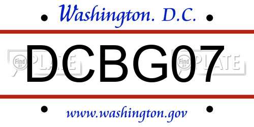 DCBG07 District Of Columbia License Plate