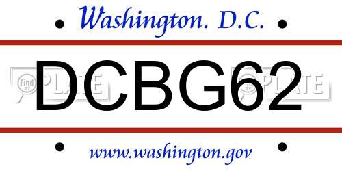 DCBG62 District Of Columbia License Plate