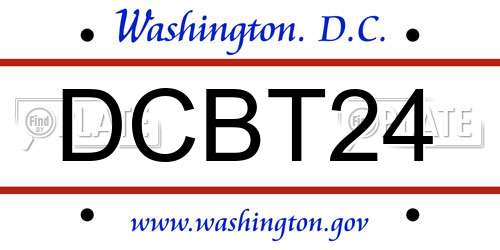 DCBT24 District Of Columbia License Plate
