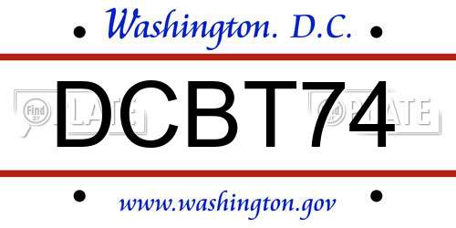 DCBT74 District Of Columbia License Plate