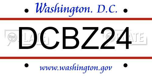 DCBZ24 District Of Columbia License Plate