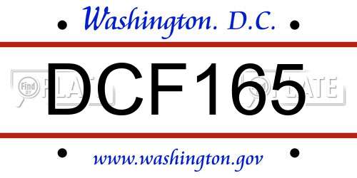 DCF165 District Of Columbia License Plate