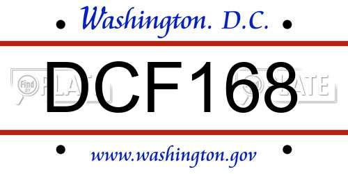 DCF168 District Of Columbia License Plate