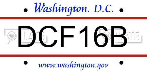 DCF16B District Of Columbia License Plate