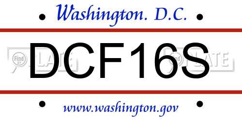 DCF16S District Of Columbia License Plate