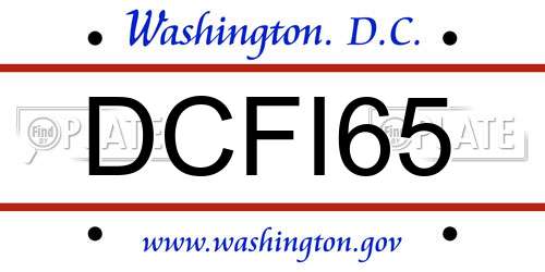 DCFI65 District Of Columbia License Plate