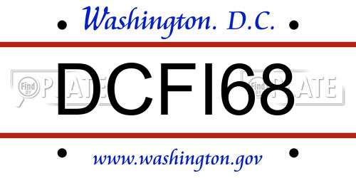 DCFI68 District Of Columbia License Plate