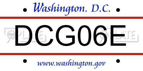 DCG06E District Of Columbia License Plate