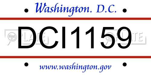DCI1159 District Of Columbia License Plate