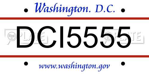 DCI5555 District Of Columbia License Plate