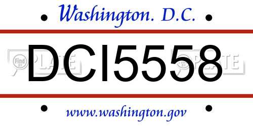 DCI5558 District Of Columbia License Plate