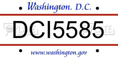 DCI5585 District Of Columbia License Plate