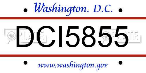 DCI5855 District Of Columbia License Plate