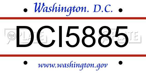 DCI5885 District Of Columbia License Plate