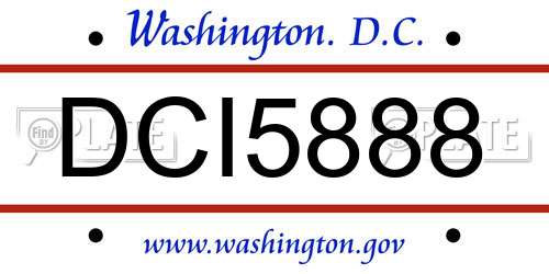 DCI5888 District Of Columbia License Plate