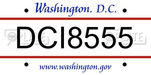 DCI8555 District Of Columbia License Plate