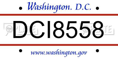 DCI8558 District Of Columbia License Plate