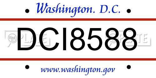 DCI8588 District Of Columbia License Plate