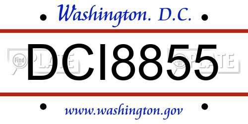 DCI8855 District Of Columbia License Plate