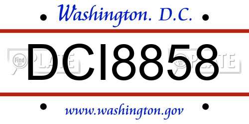 DCI8858 District Of Columbia License Plate