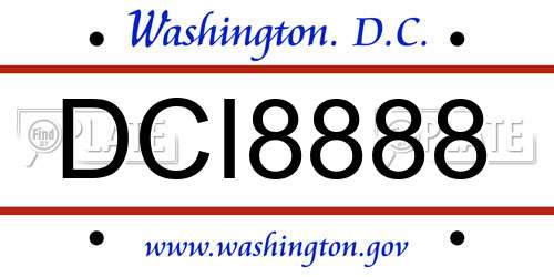 DCI8888 District Of Columbia License Plate