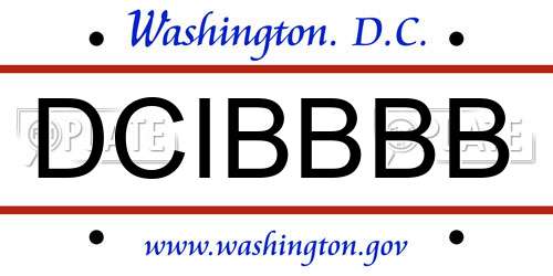 DCIBBBB District Of Columbia License Plate