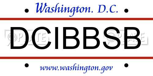 DCIBBSB District Of Columbia License Plate