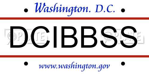 DCIBBSS District Of Columbia License Plate