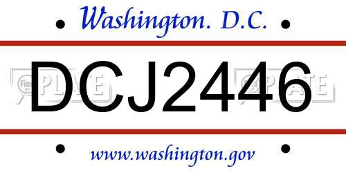 DCJ2446 District Of Columbia License Plate