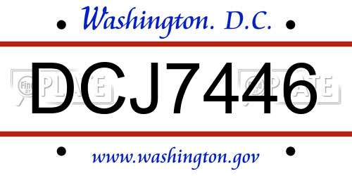 DCJ7446 District Of Columbia License Plate