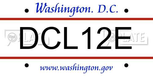 DCL12E District Of Columbia License Plate