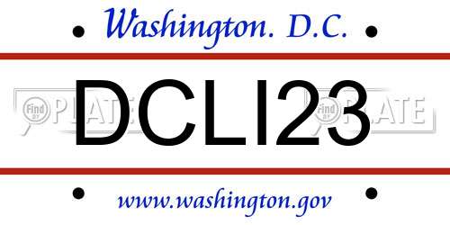 DCLI23 District Of Columbia License Plate