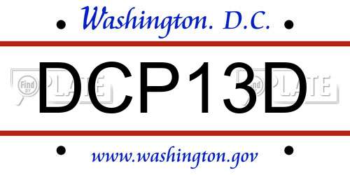 DCP13D District Of Columbia License Plate