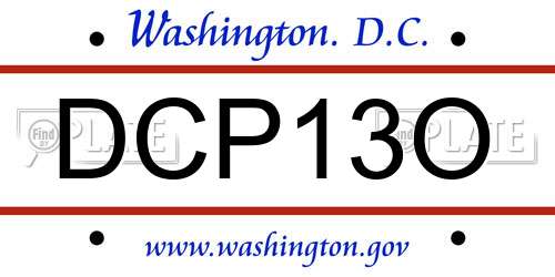 DCP13O District Of Columbia License Plate