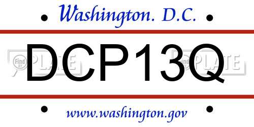 DCP13Q District Of Columbia License Plate