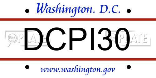 DCPI30 District Of Columbia License Plate